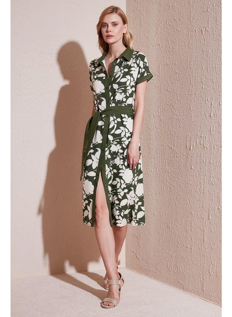 Lela Belted Regular Fit Midi Shirt Dress Women's Dress 66924552S4 - Image 1